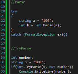 Operador Parse e TryParse
